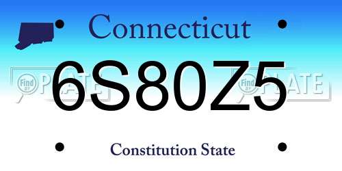 6S80Z5 Connecticut License Plate