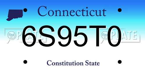 6S95T0 Connecticut License Plate