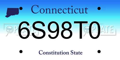 6S98T0 Connecticut License Plate