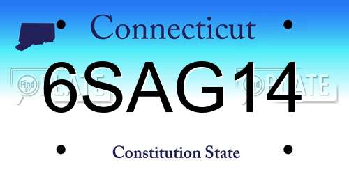 6SAG14 Connecticut License Plate