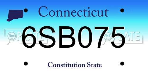 6SB075 Connecticut License Plate