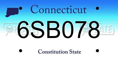 6SB078 Connecticut License Plate