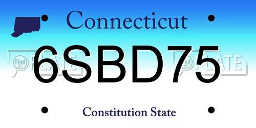 6SBD75 Connecticut License Plate