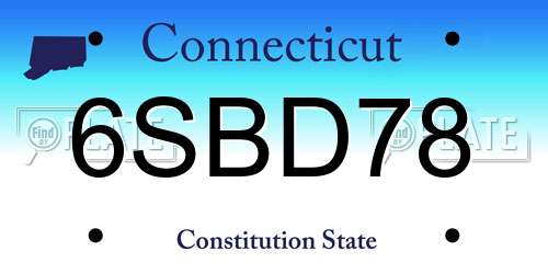 6SBD78 Connecticut License Plate
