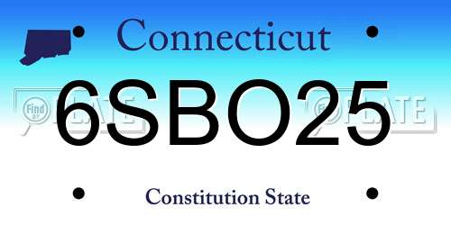 6SBO25 Connecticut License Plate