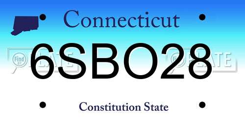 6SBO28 Connecticut License Plate