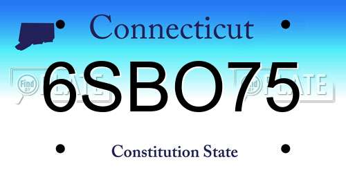 6SBO75 Connecticut License Plate