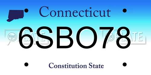 6SBO78 Connecticut License Plate
