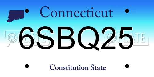 6SBQ25 Connecticut License Plate