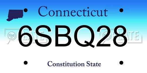 6SBQ28 Connecticut License Plate