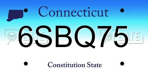 6SBQ75 Connecticut License Plate