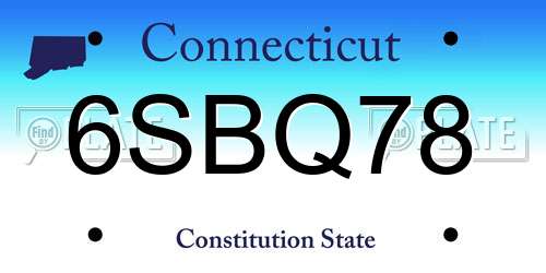6SBQ78 Connecticut License Plate