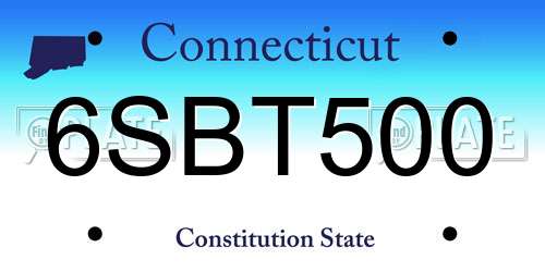 6SBT500 Connecticut License Plate
