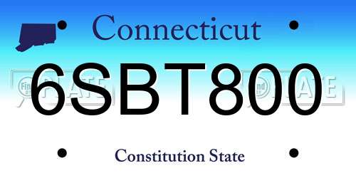 6SBT800 Connecticut License Plate