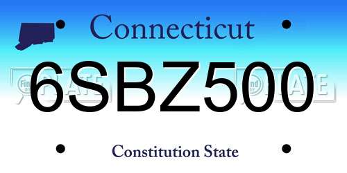 6SBZ500 Connecticut License Plate