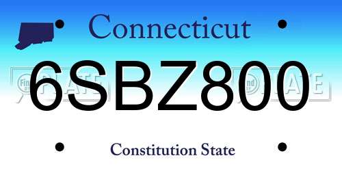6SBZ800 Connecticut License Plate