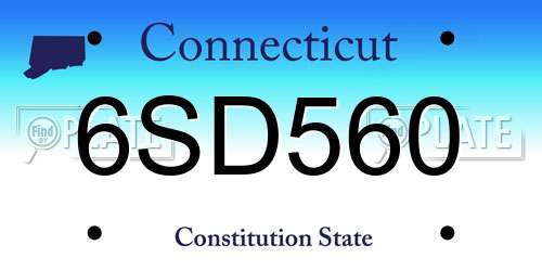 6SD560 Connecticut License Plate