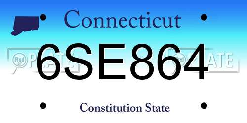 6SE864 Connecticut License Plate