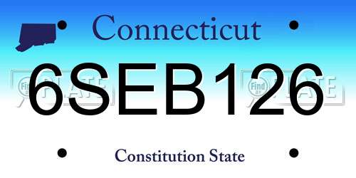 6SEB126 Connecticut License Plate