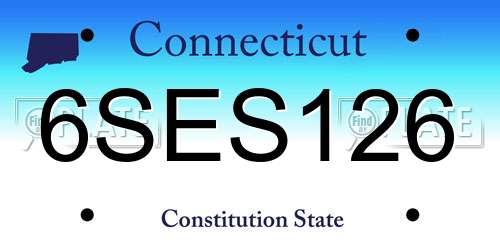 6SES126 Connecticut License Plate