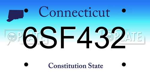 6SF432 Connecticut License Plate
