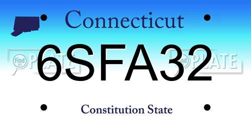 6SFA32 Connecticut License Plate