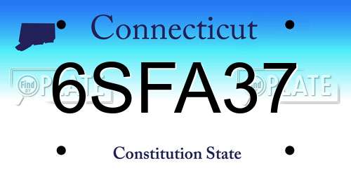 6SFA37 Connecticut License Plate