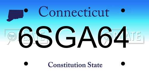 6SGA64 Connecticut License Plate