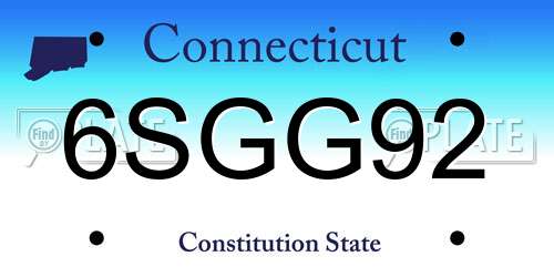 6SGG92 Connecticut License Plate