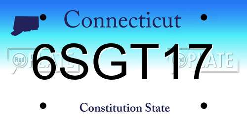 6SGT17 Connecticut License Plate