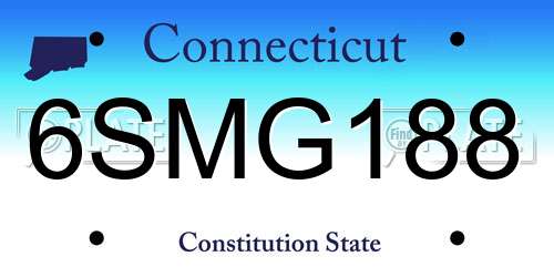 6SMG188 Connecticut License Plate