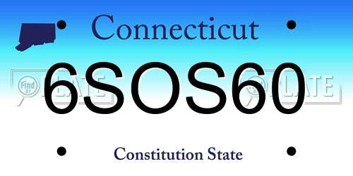 6SOS60 Connecticut License Plate