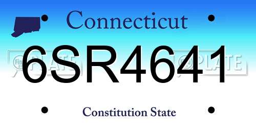6SR4641 Connecticut License Plate