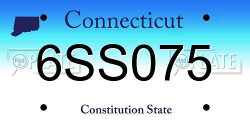 6SS075 Connecticut License Plate
