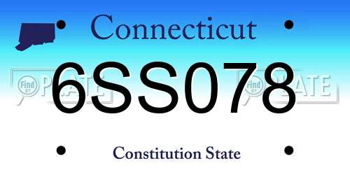 6SS078 Connecticut License Plate