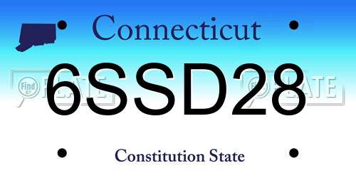 6SSD28 Connecticut License Plate
