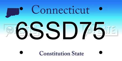 6SSD75 Connecticut License Plate