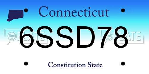 6SSD78 Connecticut License Plate