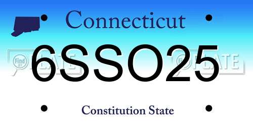 6SSO25 Connecticut License Plate