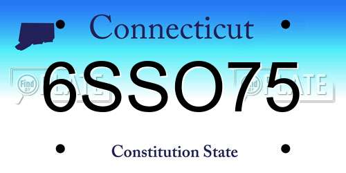 6SSO75 Connecticut License Plate