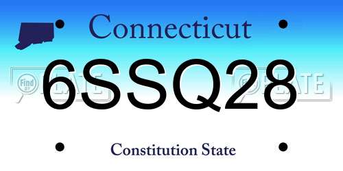 6SSQ28 Connecticut License Plate