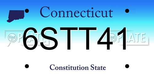 6STT41 Connecticut License Plate