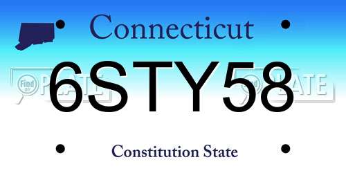 6STY58 Connecticut License Plate