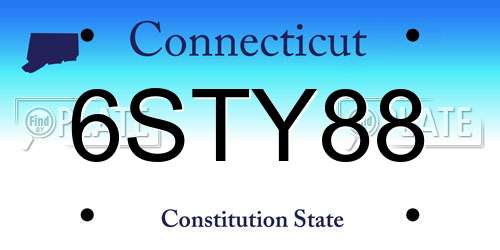 6STY88 Connecticut License Plate