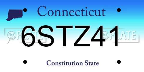6STZ41 Connecticut License Plate