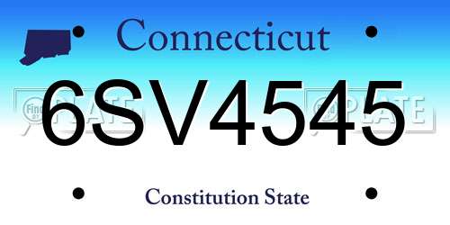 6SV4545 Connecticut License Plate