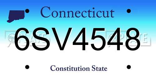 6SV4548 Connecticut License Plate