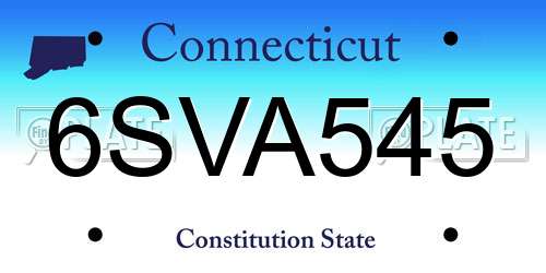 6SVA545 Connecticut License Plate