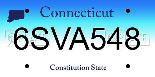 6SVA548 Connecticut License Plate