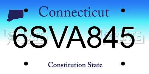 6SVA845 Connecticut License Plate